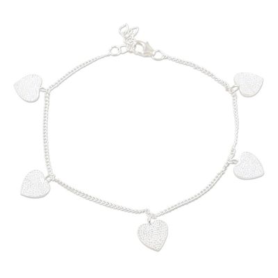 Alternate image for Handmade Sterling Silver Heart Charm Bracelet Love Fool