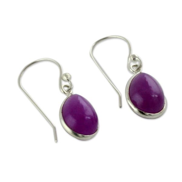 Alternate image for Sterling Teardrop Earrings with Fuchsia Quartz Fuchsia Fashion