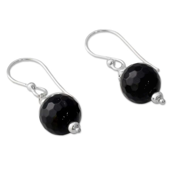 Alternate image for Artisan Crafted Sterling Silver Earrings with Black Onyx Glorious Black