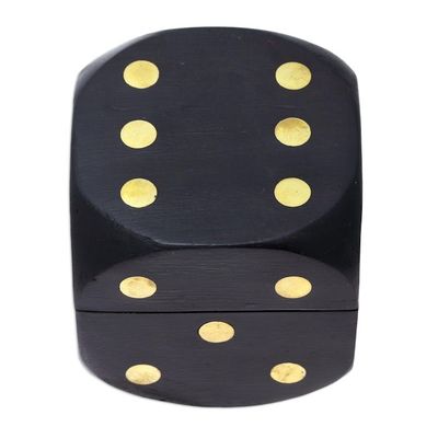 Alternate image for Black Mango Wood with Brass Dots Decorative Box and Dice Set Elegant Dice