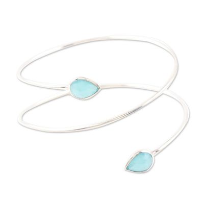 Alternate image for Chalcedony and Sterling Silver Cuff Bracelet Aqua Drop