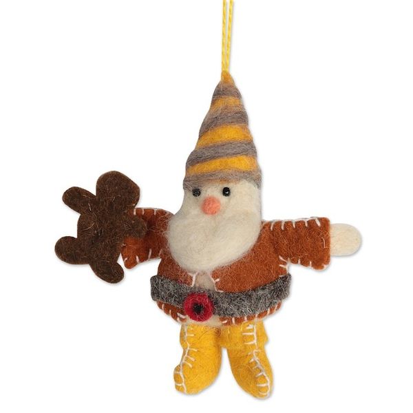 Alternate image for Handcrafted Wool Felt Christmas Ornaments Set of 6 Glad Tiding Gnomes