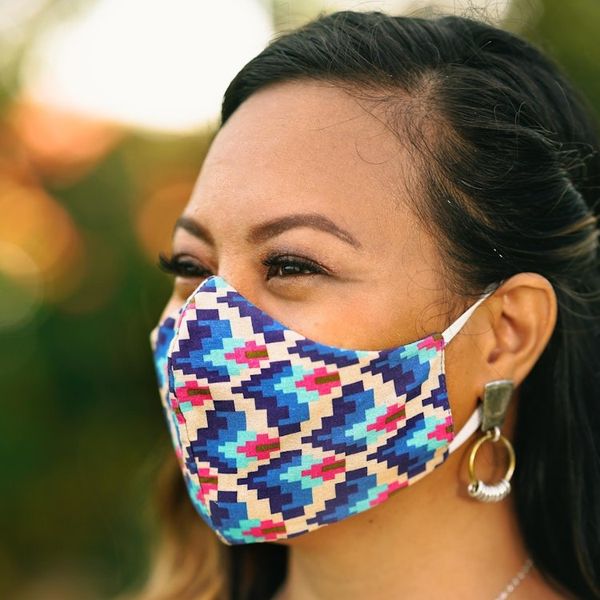 Alternate image for 4 Cotton Print 2-Layer Elastic Loop Face Masks from India Vibrant Quartet