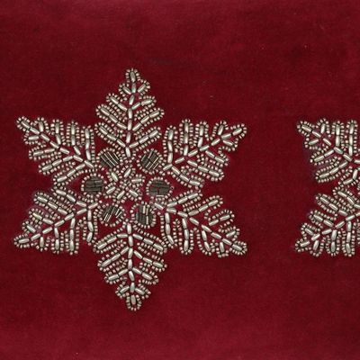 Alternate image for Holiday-Themed Velvet Cushion Covers Pair Snowflake Glam