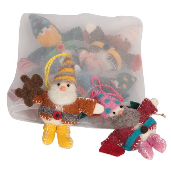 Alternate image for Handcrafted Wool Felt Christmas Ornaments Set of 6 Glad Tiding Gnomes