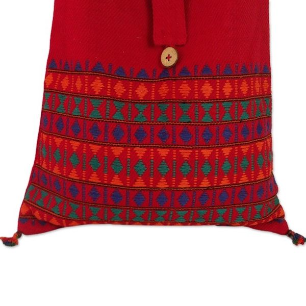 Alternate image for Red Cotton Shoulder Bag Handmade India Crimson Tease