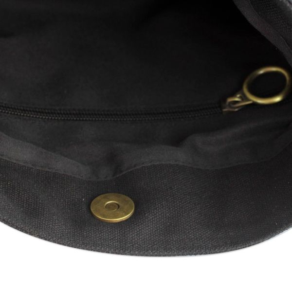 Alternate image for Floral Embroidery on Black Cotton Blend Shoulder Bag Tropical Paradise