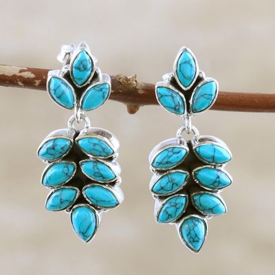 Alternate image for Sterling Silver Leaf Motif Dangle Earrings Cascading Leaves