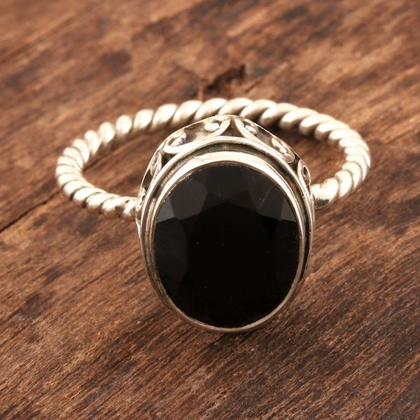 Alternate image for Black Onyx and Sterling Silver Cocktail Ring Midnight Hearts