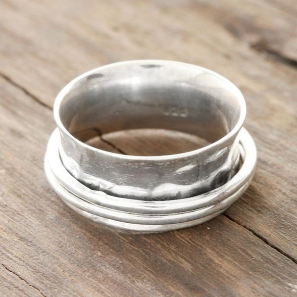 Alternate image for Sterling Silver Spinner Ring Crafted in India Elegant Rotation