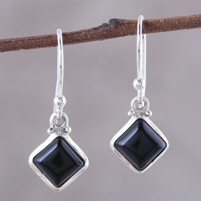 Alternate image for Square Onyx Dangle Earrings Crafted in India Happy Kites in Black