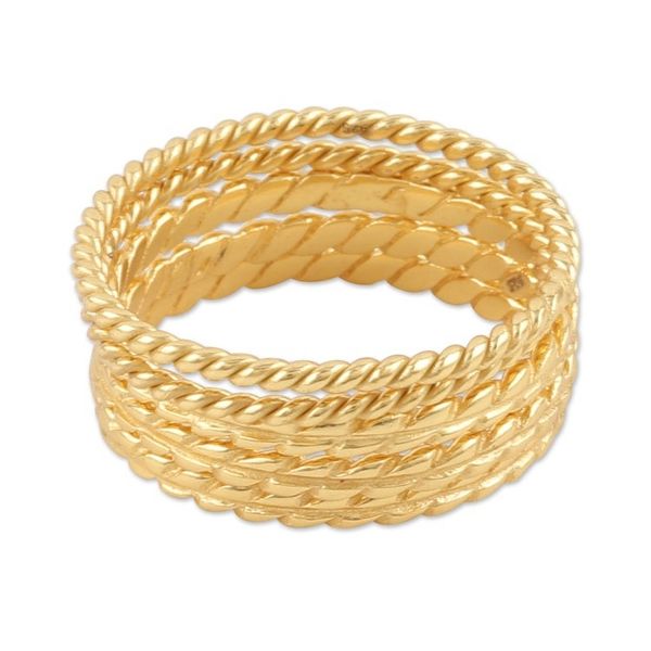 Alternate image for High-Polished 18k Gold-Plated Stacking Band Rings Set of 5 Glorious Five