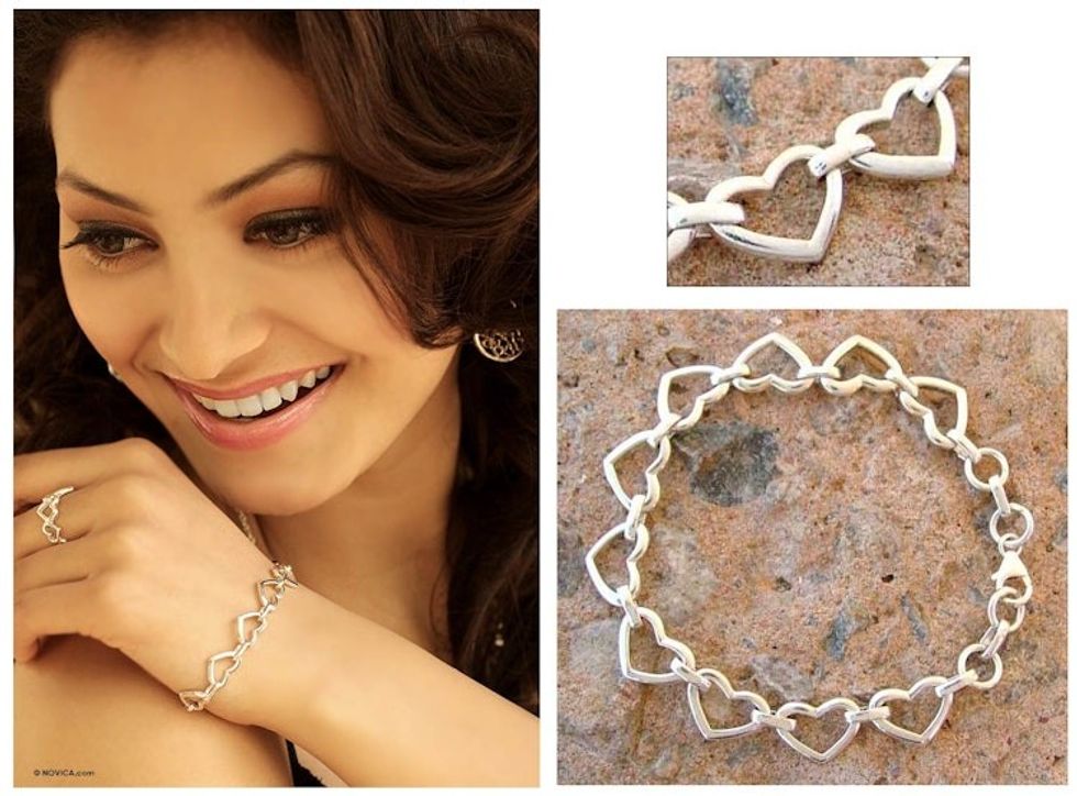 Romantic Sterling Silver Heart Bracelet 'India Hearts'