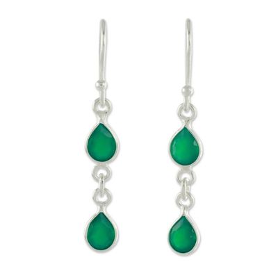 Alternate image for Fair Trade Sterling Silver and Green Onyx Earrings Mystical Femme