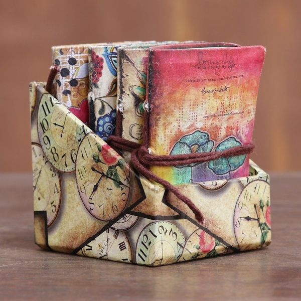 Alternate image for Floral Motif Paper Journals from India Set of 4 Daily Notes