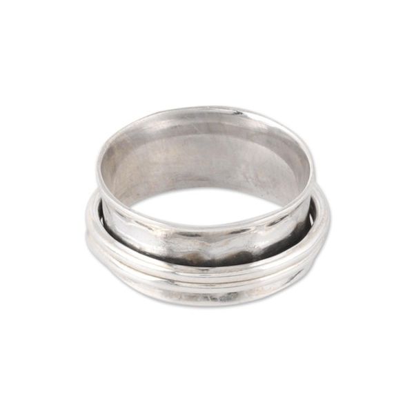 Alternate image for Sterling Silver Spinner Ring Crafted in India Elegant Rotation
