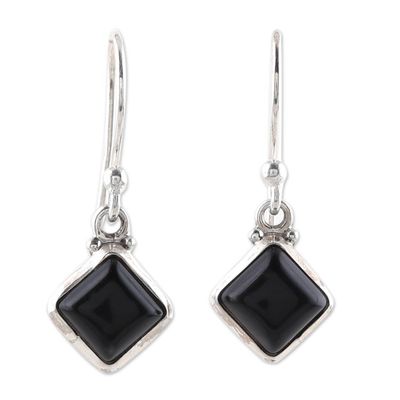 Alternate image for Square Onyx Dangle Earrings Crafted in India Happy Kites in Black