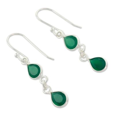 Alternate image for Fair Trade Sterling Silver and Green Onyx Earrings Mystical Femme
