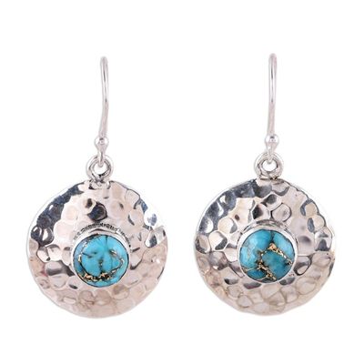 Alternate image for Blue Composite Turquoise and Sterling Silver Dangle Earrings Cosmic Beauty