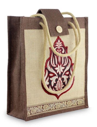 Alternate image for Floral Jute Embroidered Shoulder Bag Fire Blossom