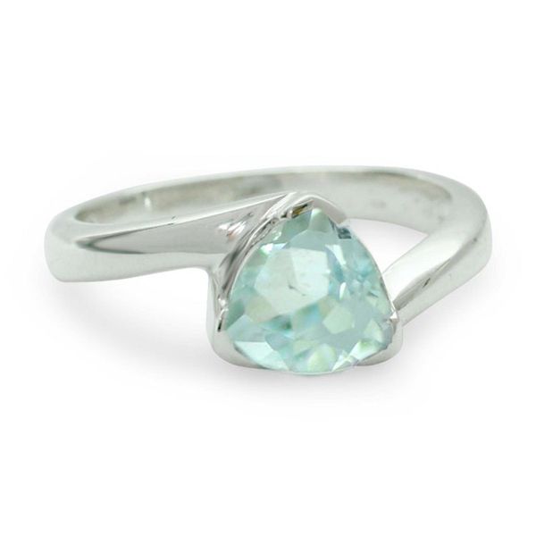 Alternate image for Hand Made Solitaire Blue Topaz Ring in Sterling Silver Scintillating Jaipur