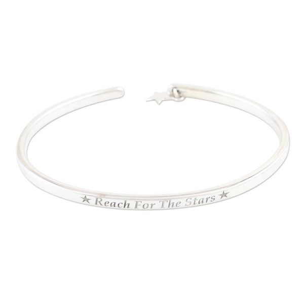 Alternate image for Sterling Silver Star Charm Cuff Bracelet from India Reach for the Stars