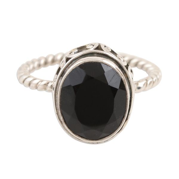 Alternate image for Black Onyx and Sterling Silver Cocktail Ring Midnight Hearts