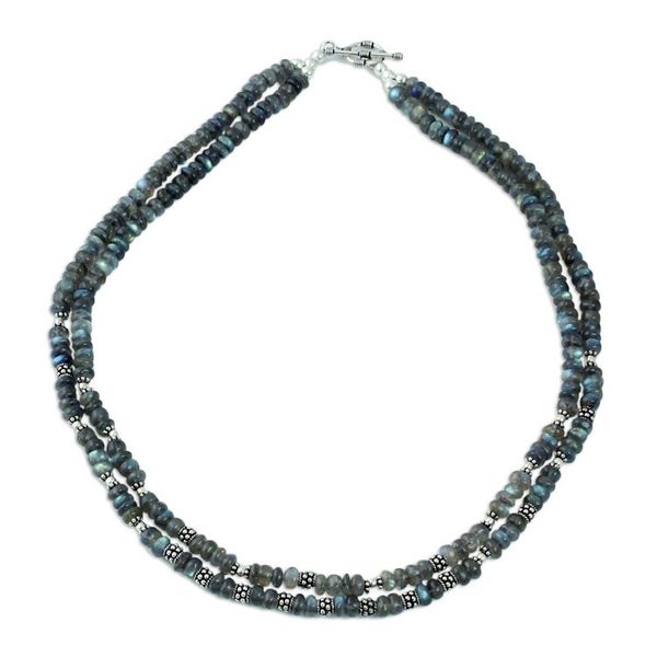 Alternate image for Sterling Silver Labradorite Necklace Handmade in India Misty Dawn