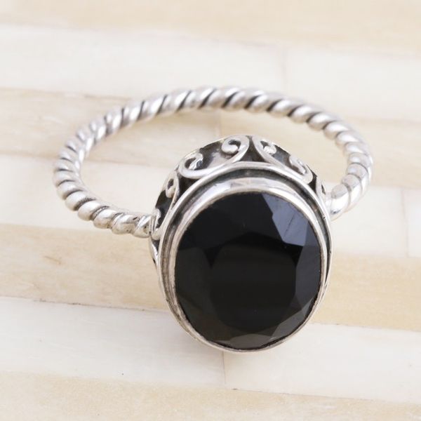 Alternate image for Black Onyx and Sterling Silver Cocktail Ring Midnight Hearts