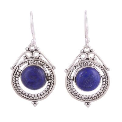 Alternate image for Lapis Lazuli and Sterling Silver Dangle Earrings from India Elegant Globes