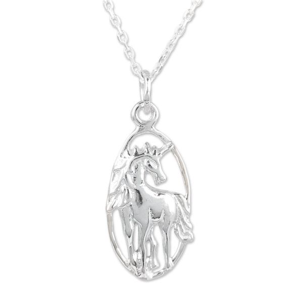 Alternate image for Sterling Silver Horse Pendant Necklace from India Gleaming Horse