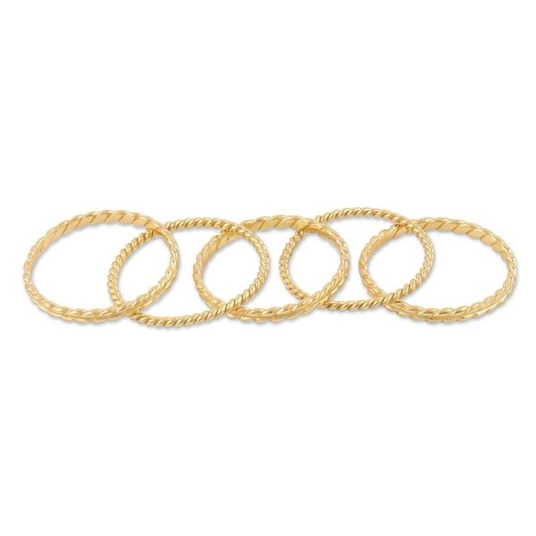 Alternate image for High-Polished 18k Gold-Plated Stacking Band Rings Set of 5 Glorious Five
