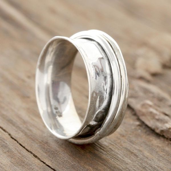 Alternate image for Sterling Silver Spinner Ring Crafted in India Elegant Rotation