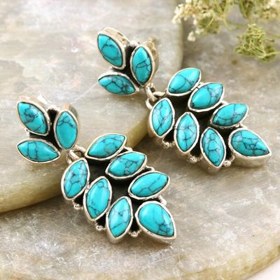 Alternate image for Sterling Silver Leaf Motif Dangle Earrings Cascading Leaves