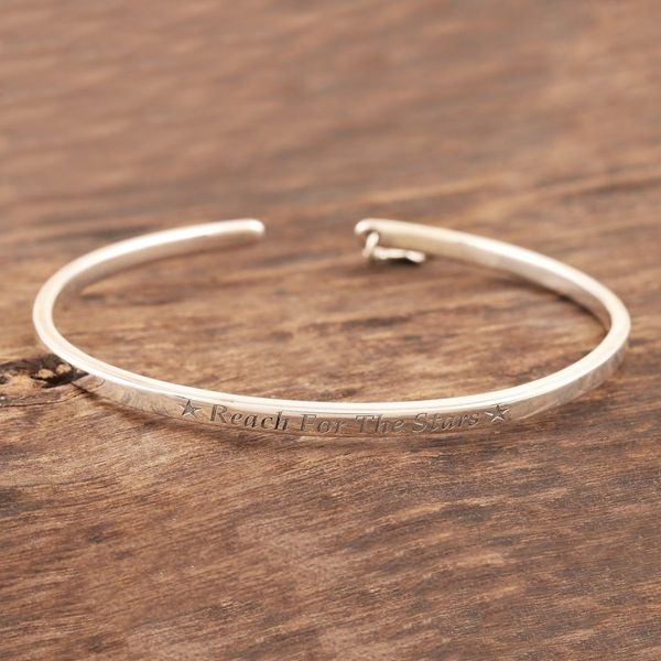 Alternate image for Sterling Silver Star Charm Cuff Bracelet from India Reach for the Stars