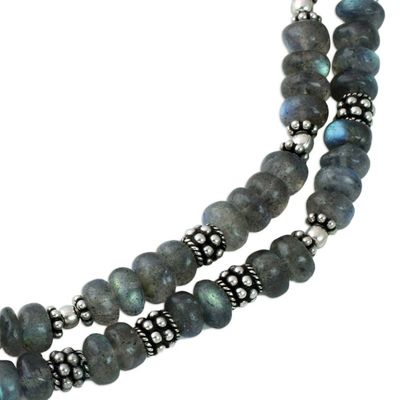 Alternate image for Sterling Silver Labradorite Necklace Handmade in India Misty Dawn