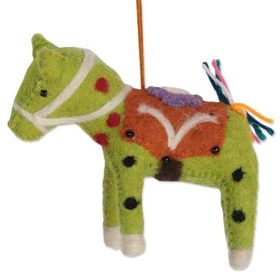 Alternate image for Set of 4 Colorful Embroidered Wool Felt Pony Ornaments Spring Ponies