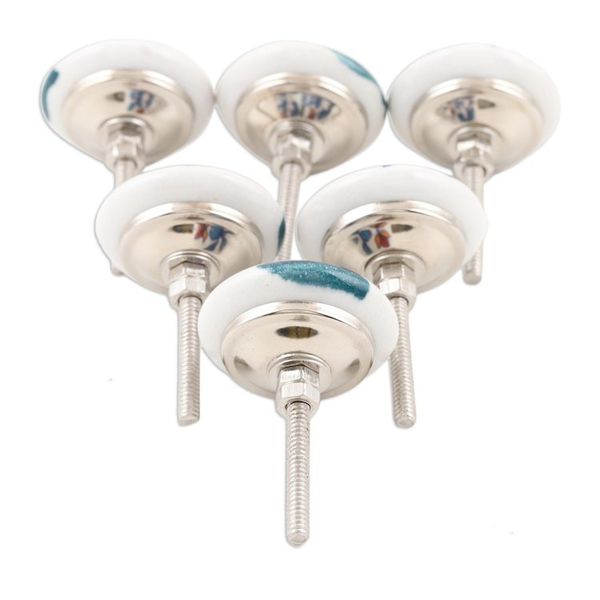 Alternate image for Hand-Painted Leaf-Motif Ceramic Knobs Set of 6 Cheerful Leaves