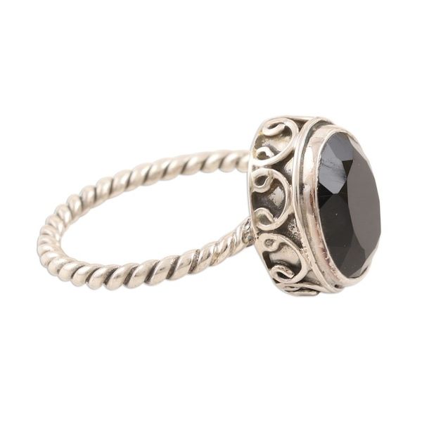 Alternate image for Black Onyx and Sterling Silver Cocktail Ring Midnight Hearts
