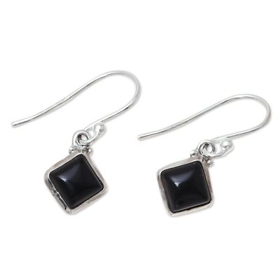 Alternate image for Square Onyx Dangle Earrings Crafted in India Happy Kites in Black