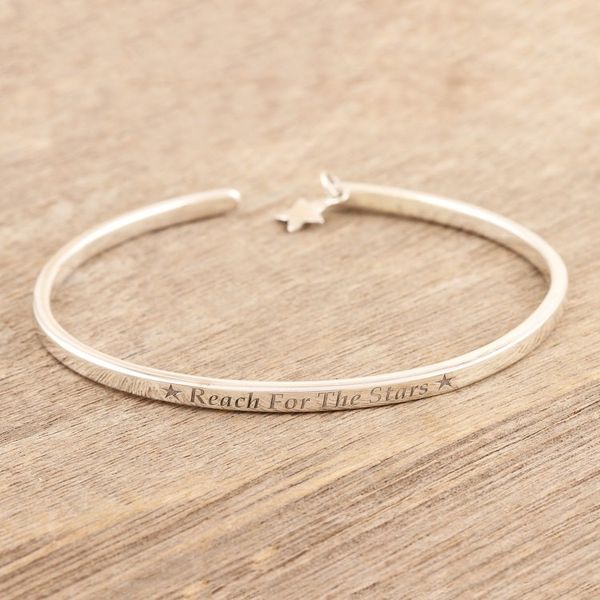 Alternate image for Sterling Silver Star Charm Cuff Bracelet from India Reach for the Stars