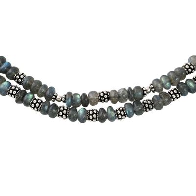 Alternate image for Sterling Silver Labradorite Necklace Handmade in India Misty Dawn