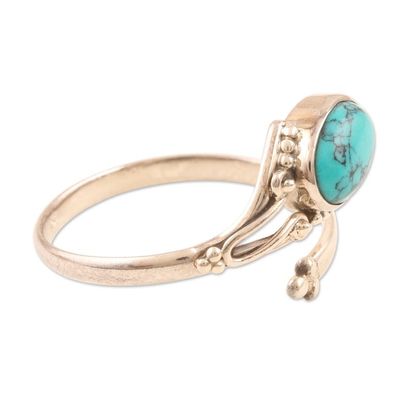 Alternate image for Hand Crafted Sterling Silver Wrap Ring from India Wrapped in Turquoise