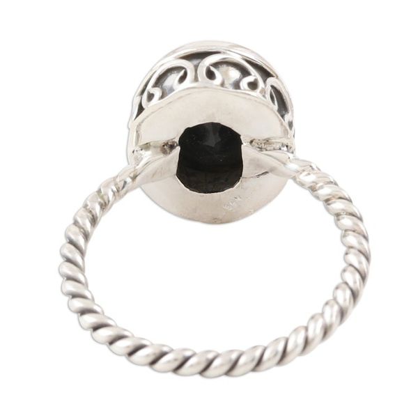 Alternate image for Black Onyx and Sterling Silver Cocktail Ring Midnight Hearts