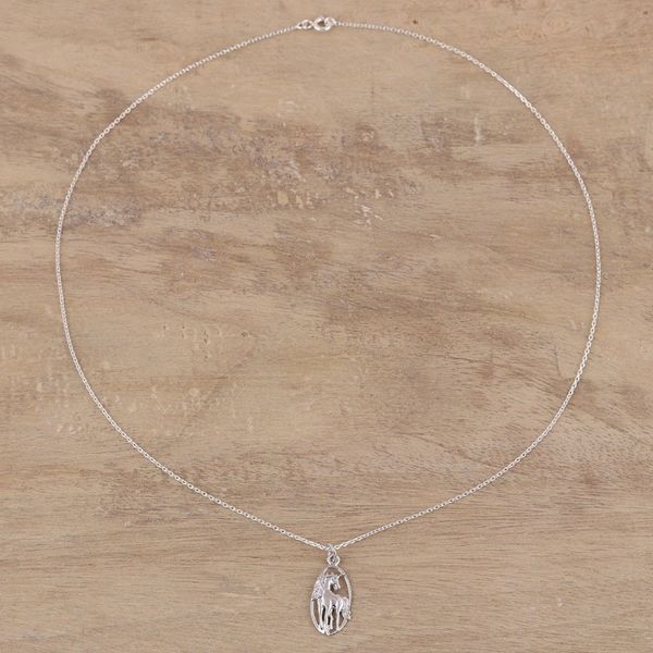 Alternate image for Sterling Silver Horse Pendant Necklace from India Gleaming Horse