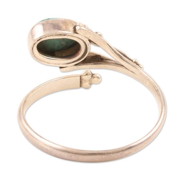 Alternate image for Hand Crafted Sterling Silver Wrap Ring from India Wrapped in Turquoise