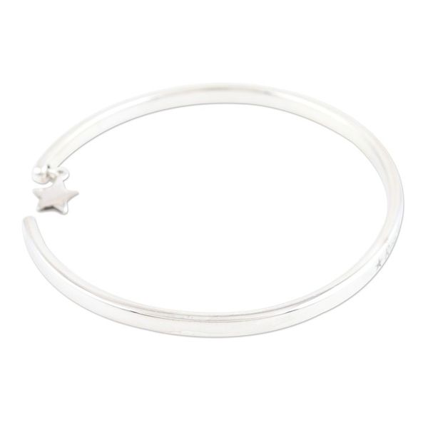 Alternate image for Sterling Silver Star Charm Cuff Bracelet from India Reach for the Stars