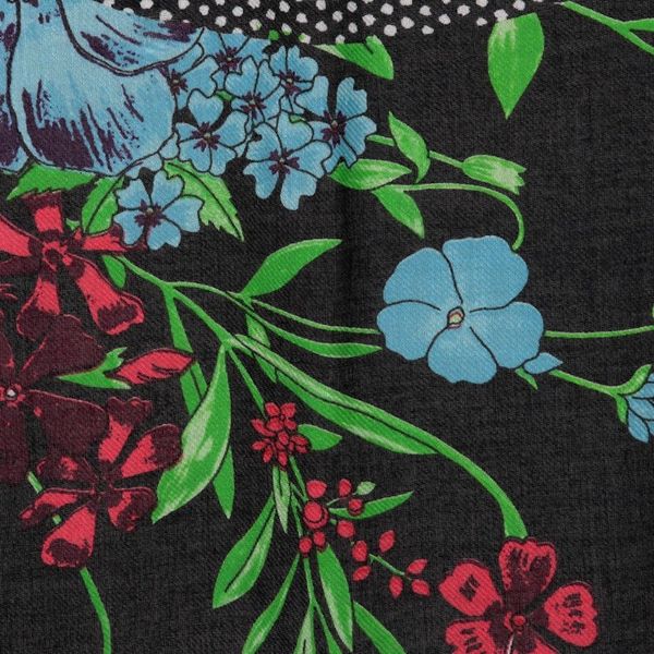 Alternate image for Screen Printed Wool Floral Scarf from India Cerulean Flowers