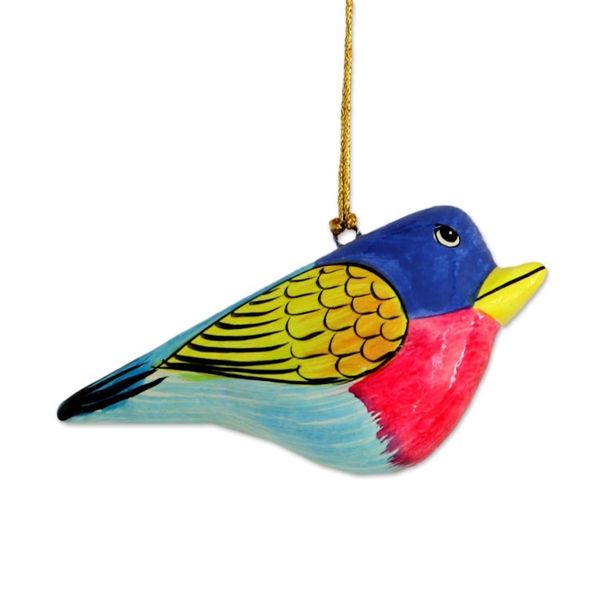 Alternate image for Three Hand-Painted Papier Mache Bird Ornaments from India Cuckoo Birds