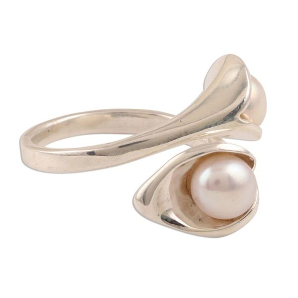 Alternate image for Lily Flower Cultured Pearl Wrap Ring from India Lily Twins